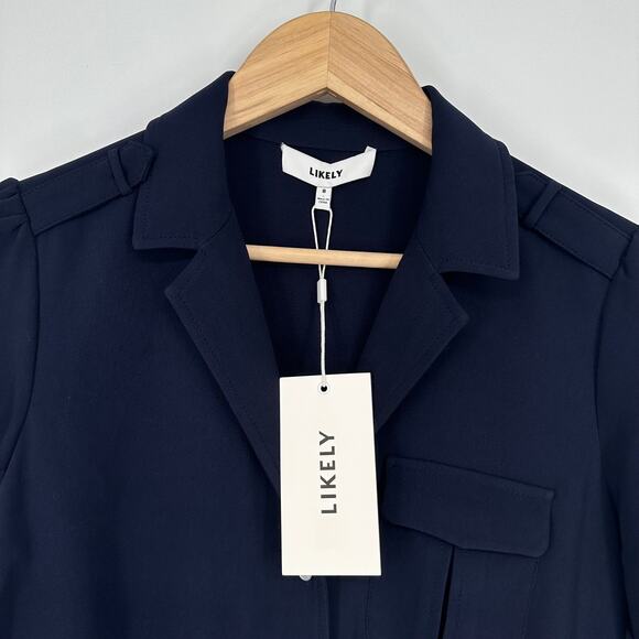 REVOLVE Likely Ellie Romper Button Front 3/4 Sleeve Crepe Navy Blue, NWT - Picture 11 of 13